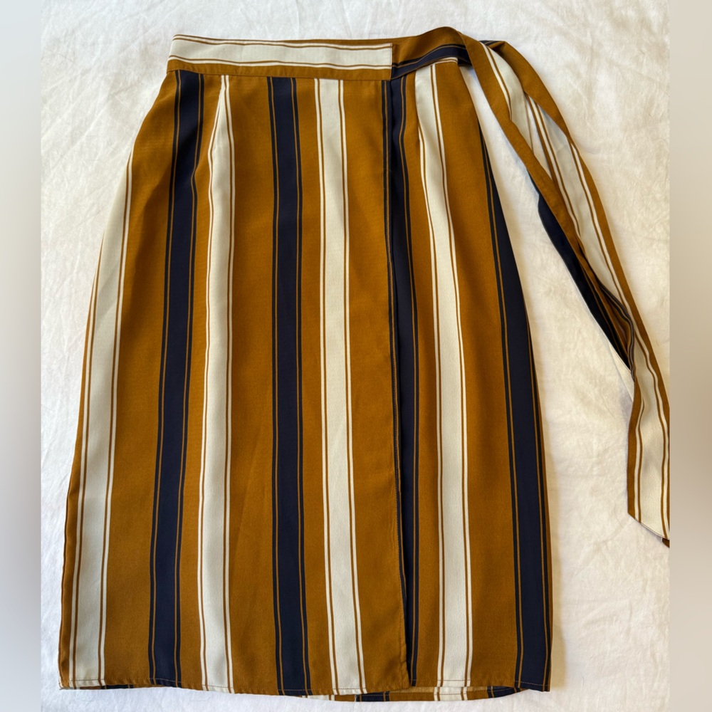 Striped Midi Skirt in Mustard and Navy